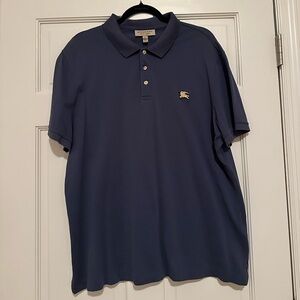 Burberry Dark Blue Polo Shirt With Metal Logo